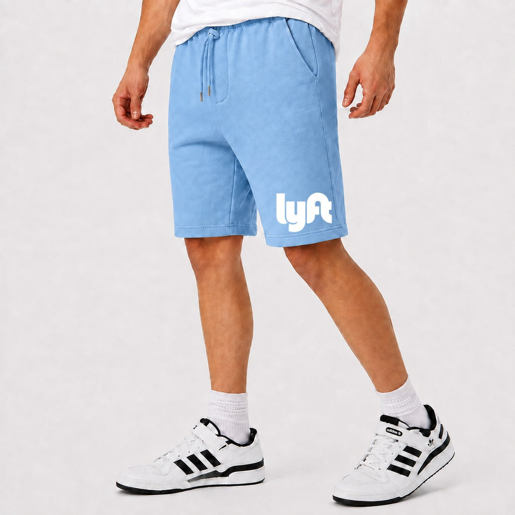 Men's Lyft White Cotton Shorts - Sky Blue