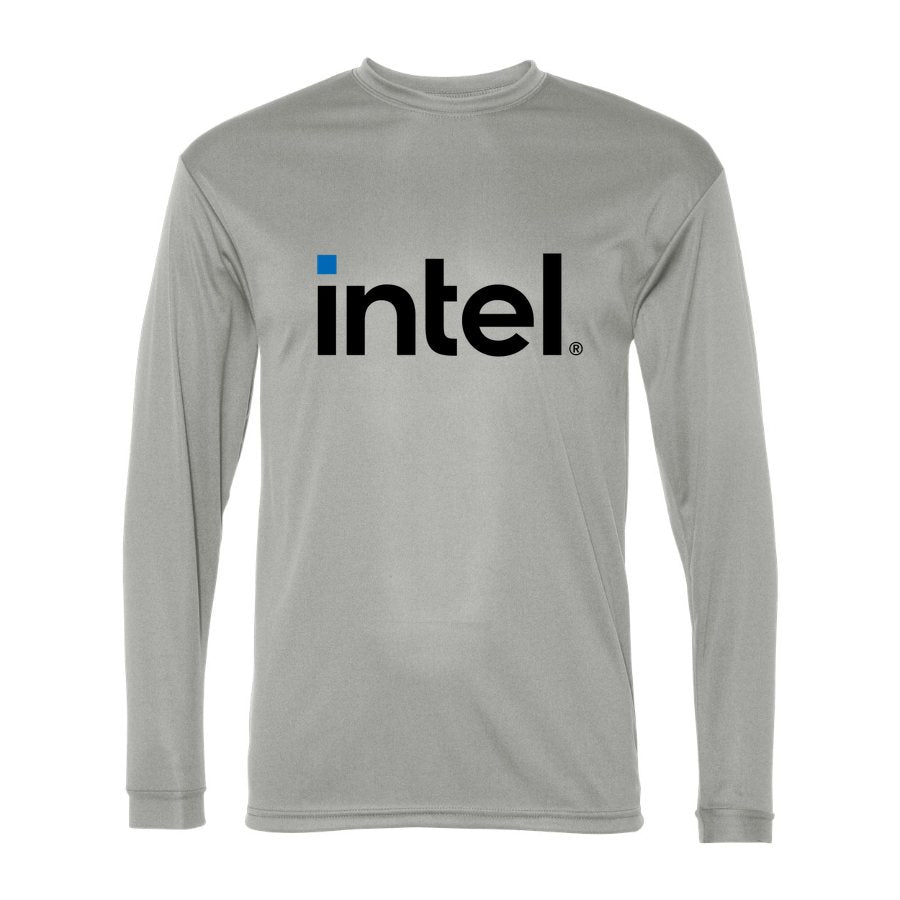 Men's Intel Polyester Long Sleeve T-Shirt - Silver