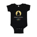 Paris 2024 Olympics White Logo Baby Romper Onesie - Black
