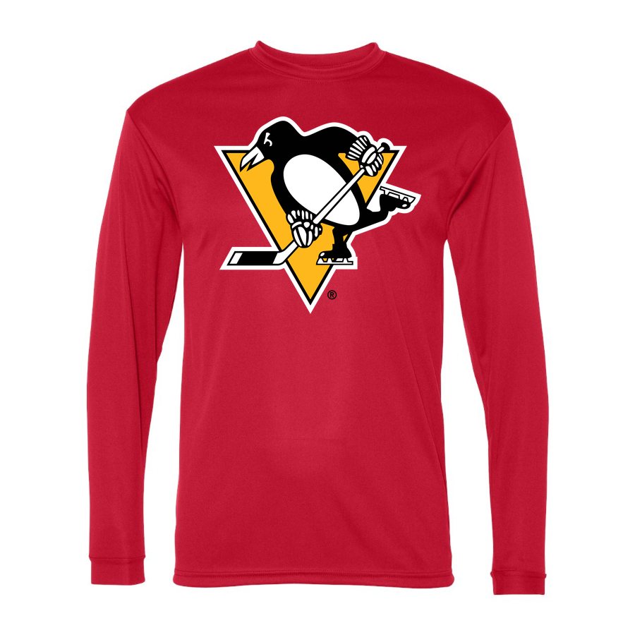 Men's Pittsburgh Penguins Polyester Long Sleeve T-Shirt - Red
