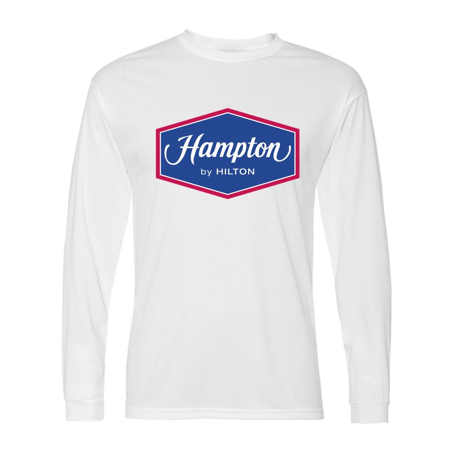 Men's Hampton Polyester Long Sleeve T-Shirt - White