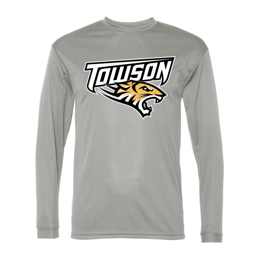 Men's Towson Tigers Polyester Long Sleeve T-Shirt - Silver