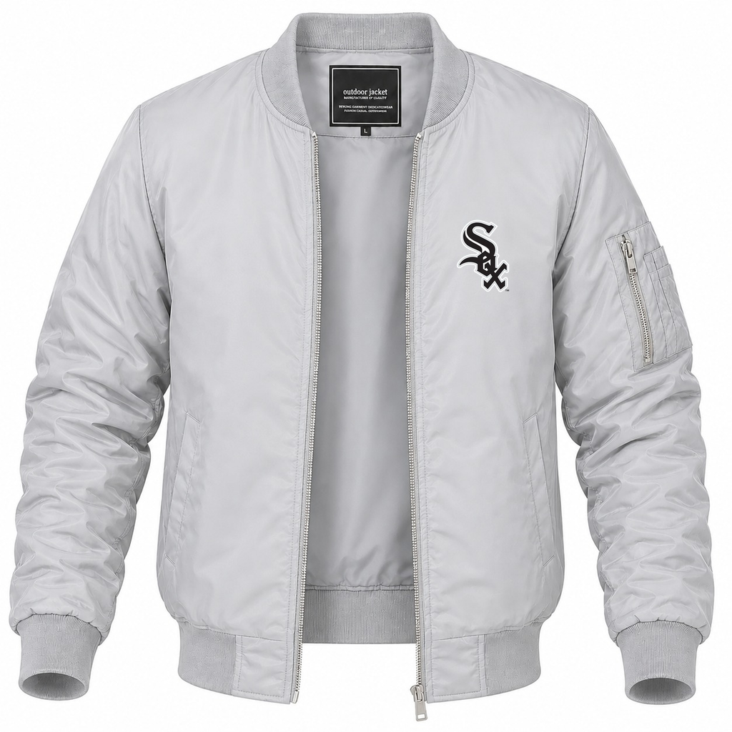 Men's Chicago White Sox Lightweight Bomber Jacket - Gray