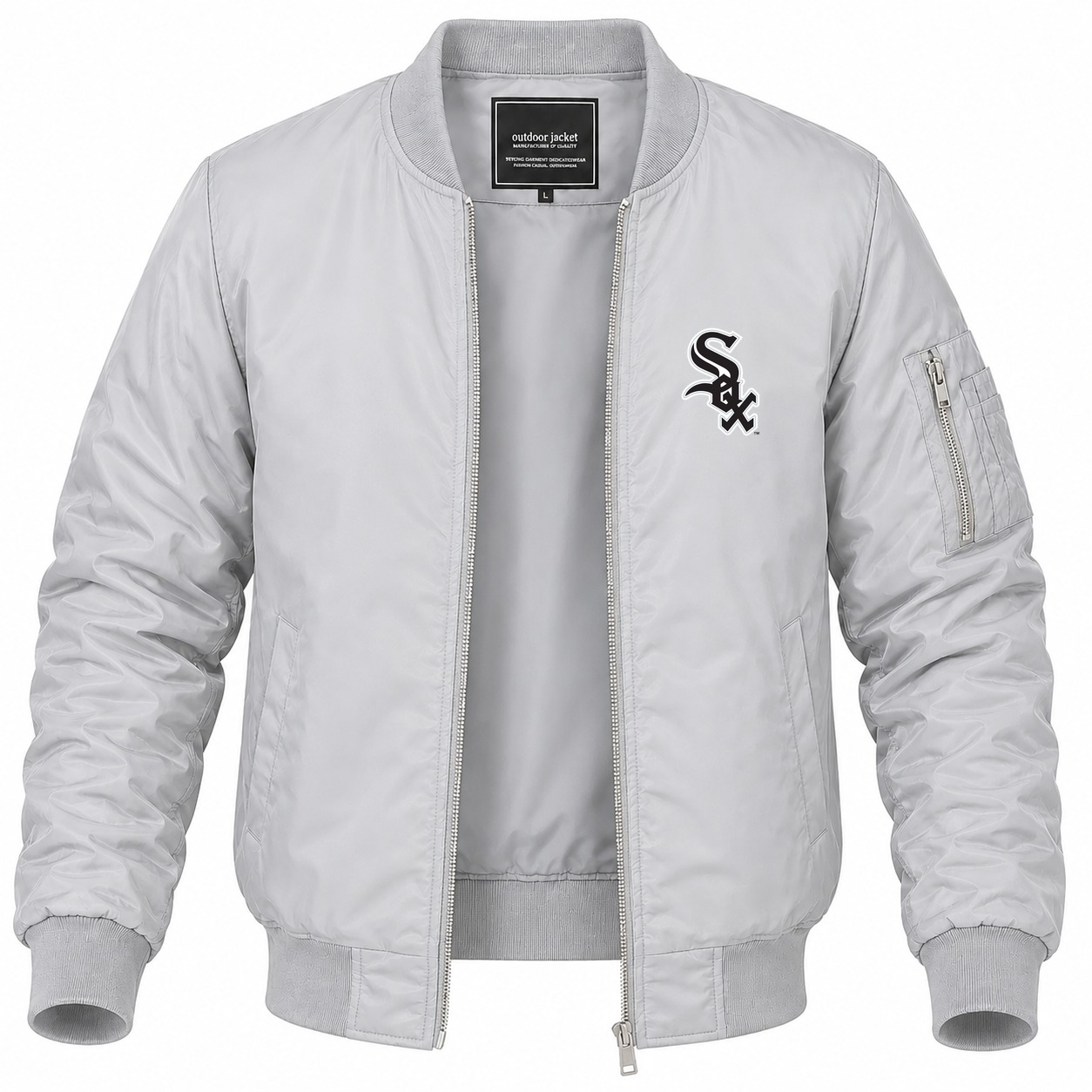 Men's Chicago White Sox Lightweight Bomber Jacket - Gray