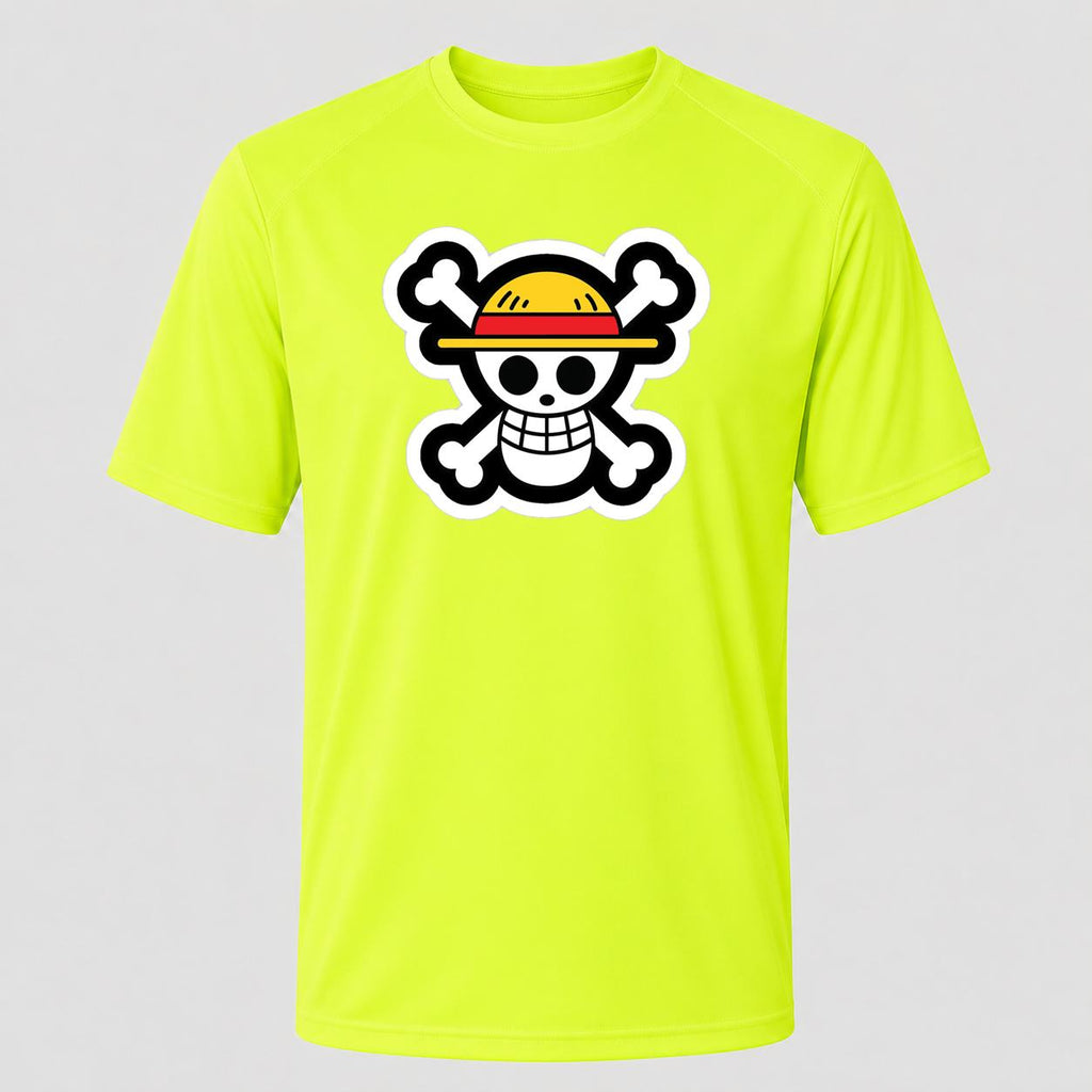Men's Straw Hat Luffy Performance T-Shirt - Safety Green