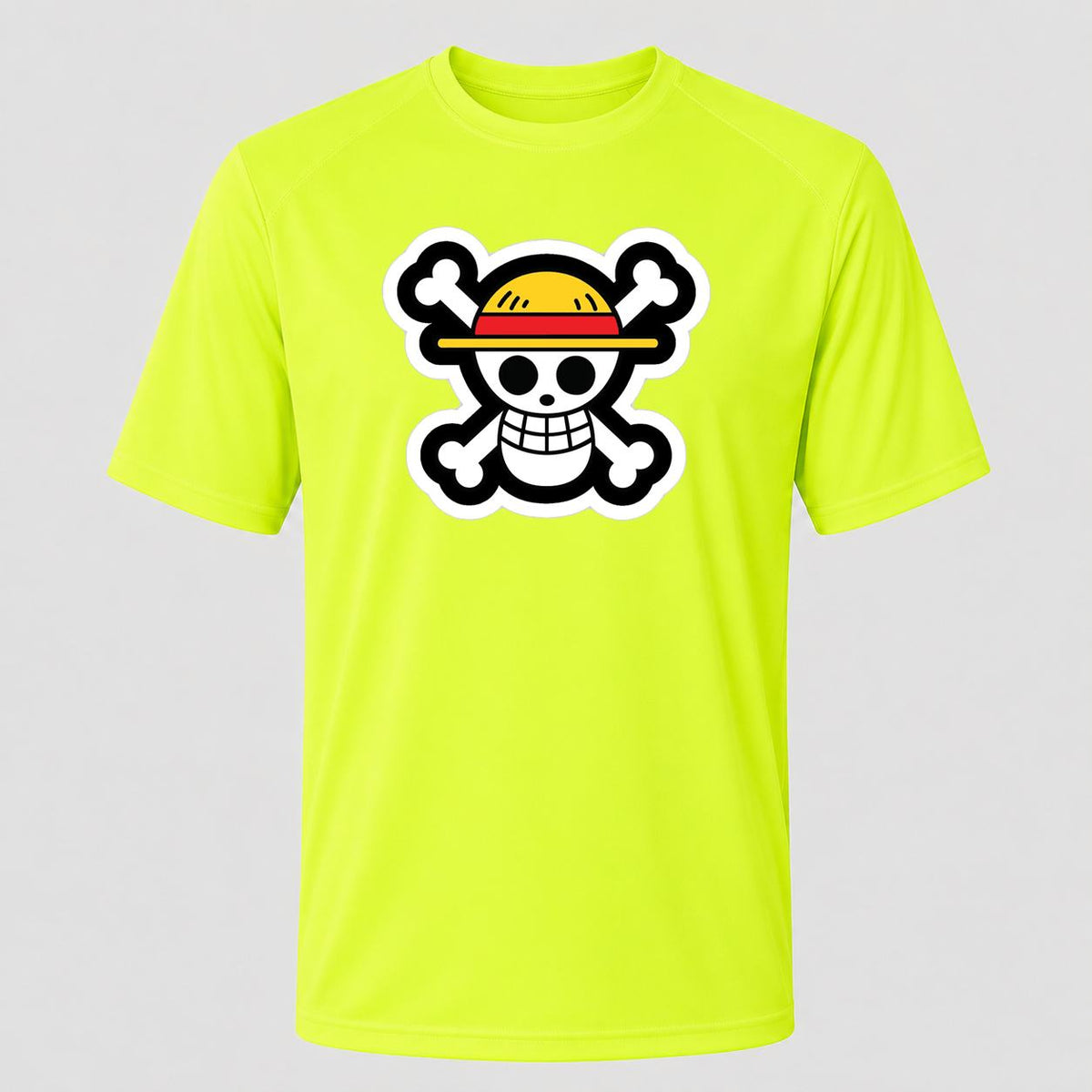 Men's Straw Hat Luffy Performance T-Shirt - Safety Green