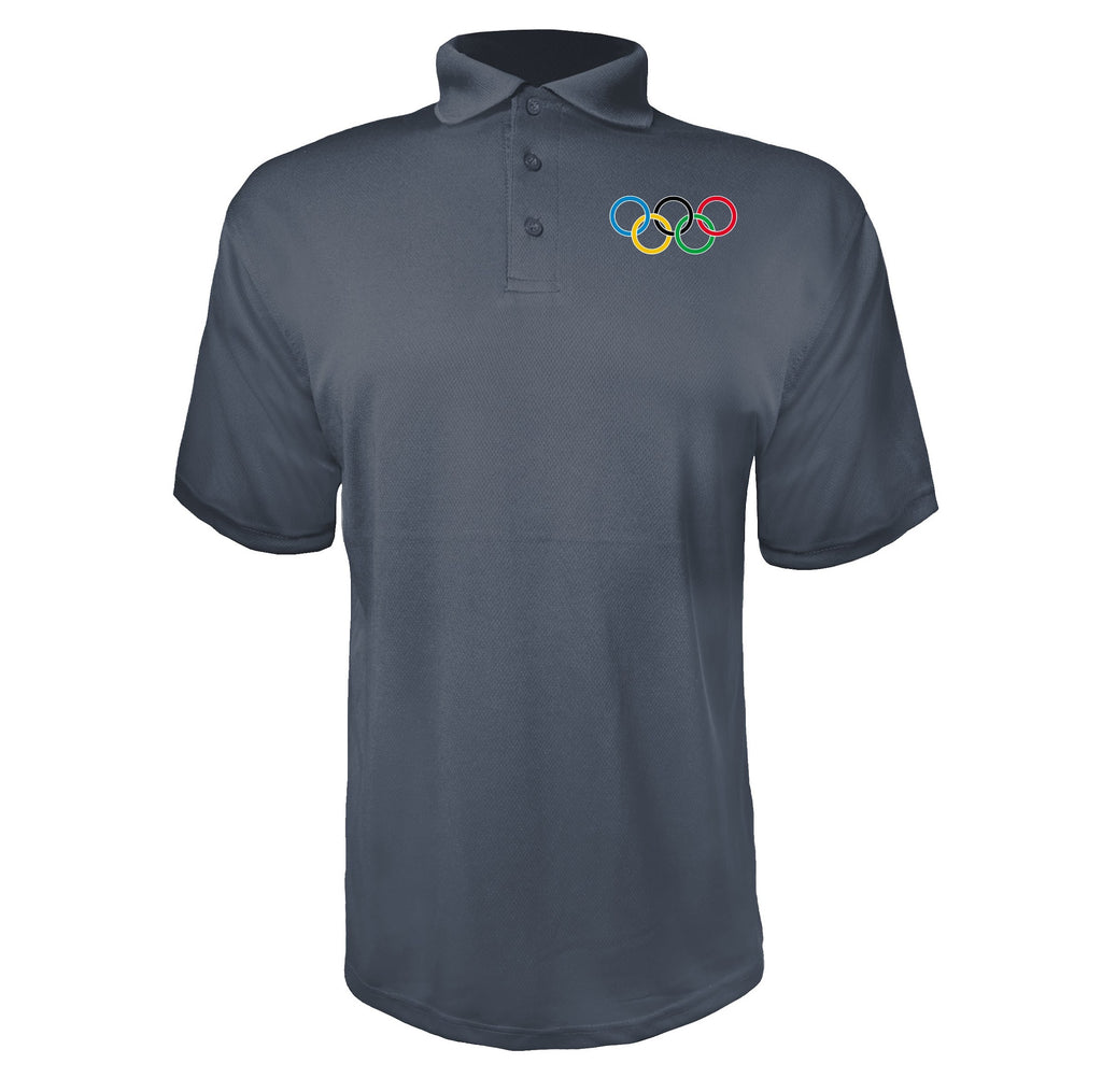 Olympic Ring BK Charcoal polyester polo