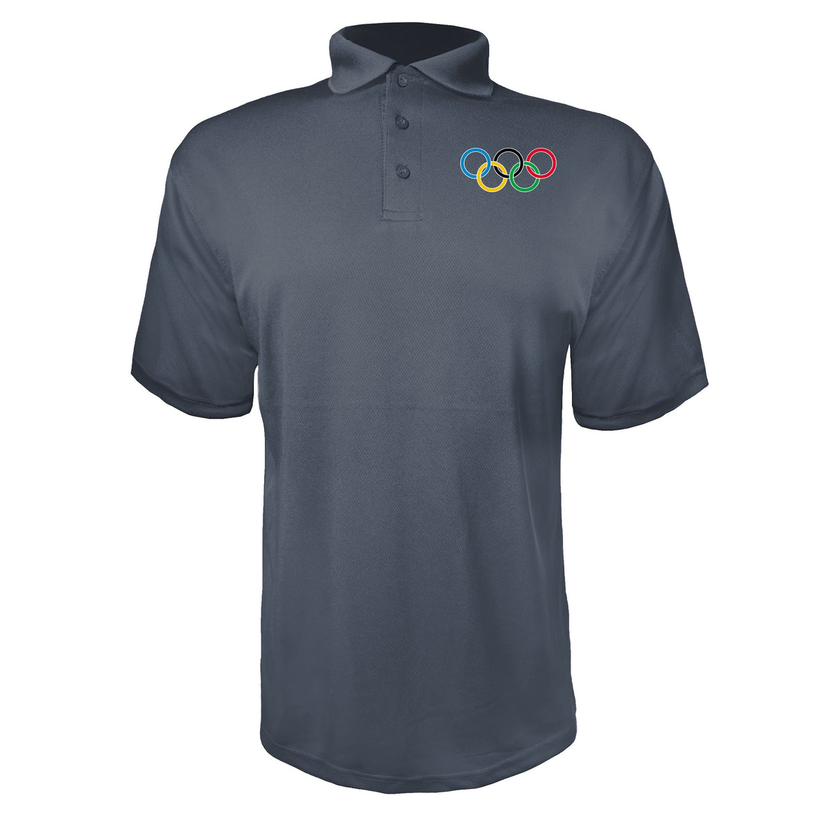 Olympic Ring BK Charcoal polyester polo