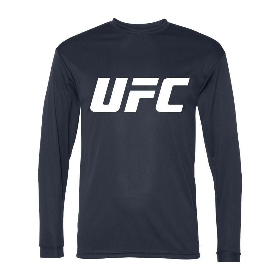 Men's UFC White Logo Polyester Long Sleeve T-Shirt - Navy