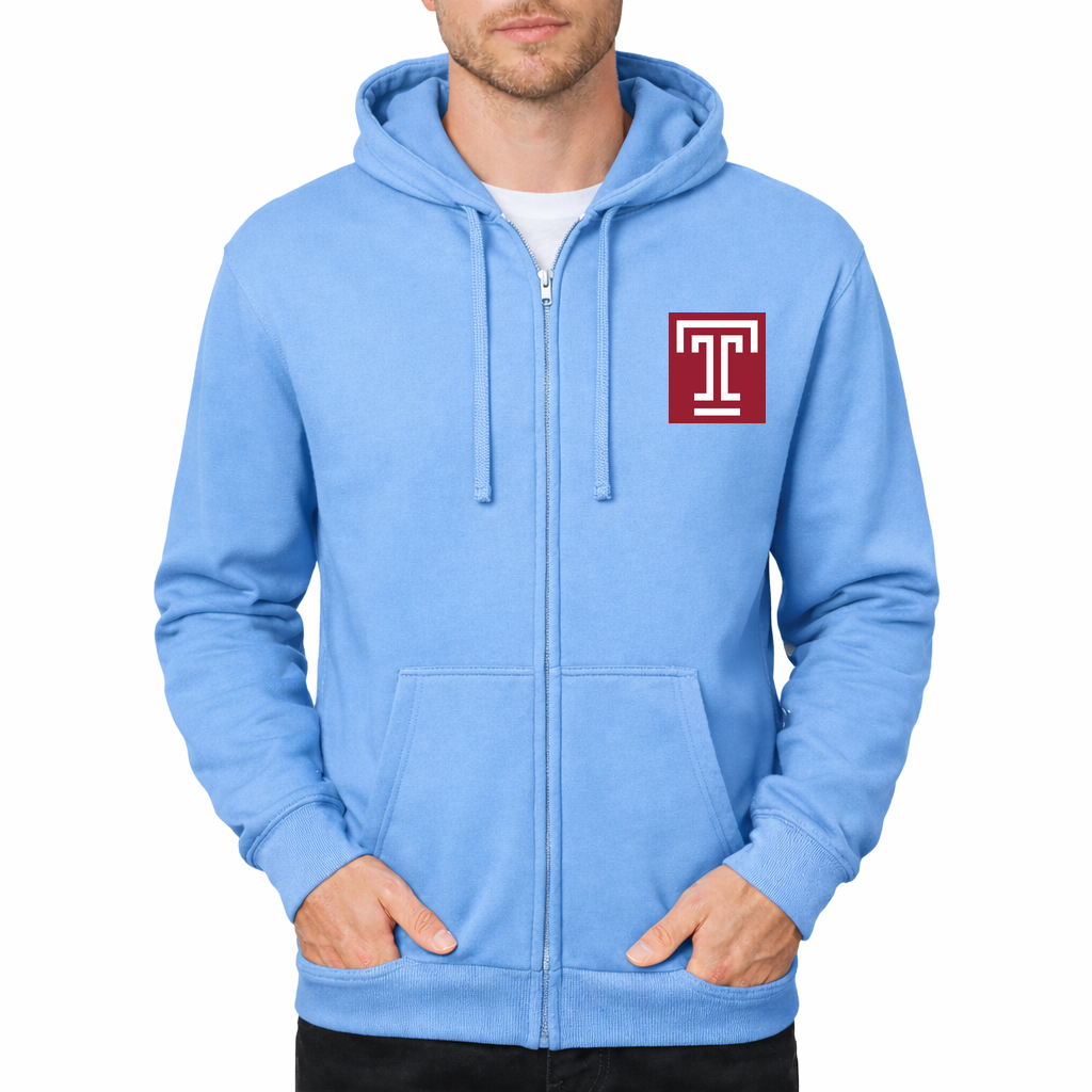 Men's Temple Owls Zipper Hoodie - Sky Blue