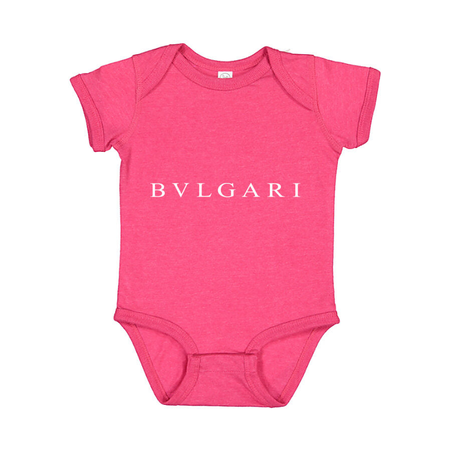 BVLGARI White Logo Baby Romper Onesie - Pink