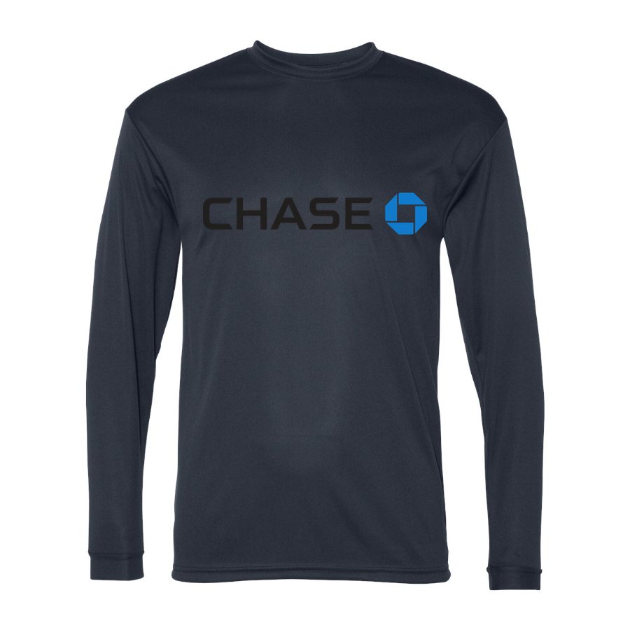 Men's Chase Black Logo Polyester Long Sleeve T-Shirt - Navy