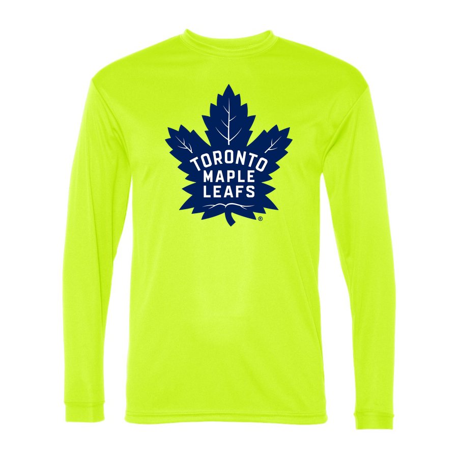 Men's Toronto Maple Leafs Polyester Long Sleeve T-Shirt - Safety Yellow