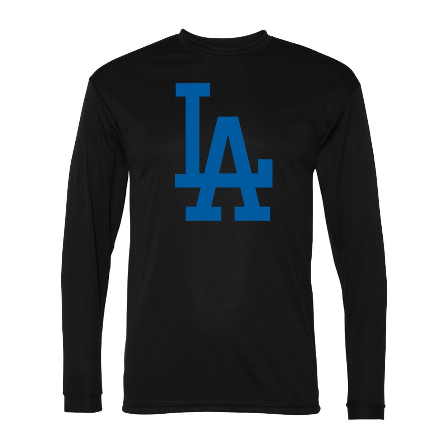 Men's Los Angeles Dodgers Polyester Long Sleeve T-Shirt - Black
