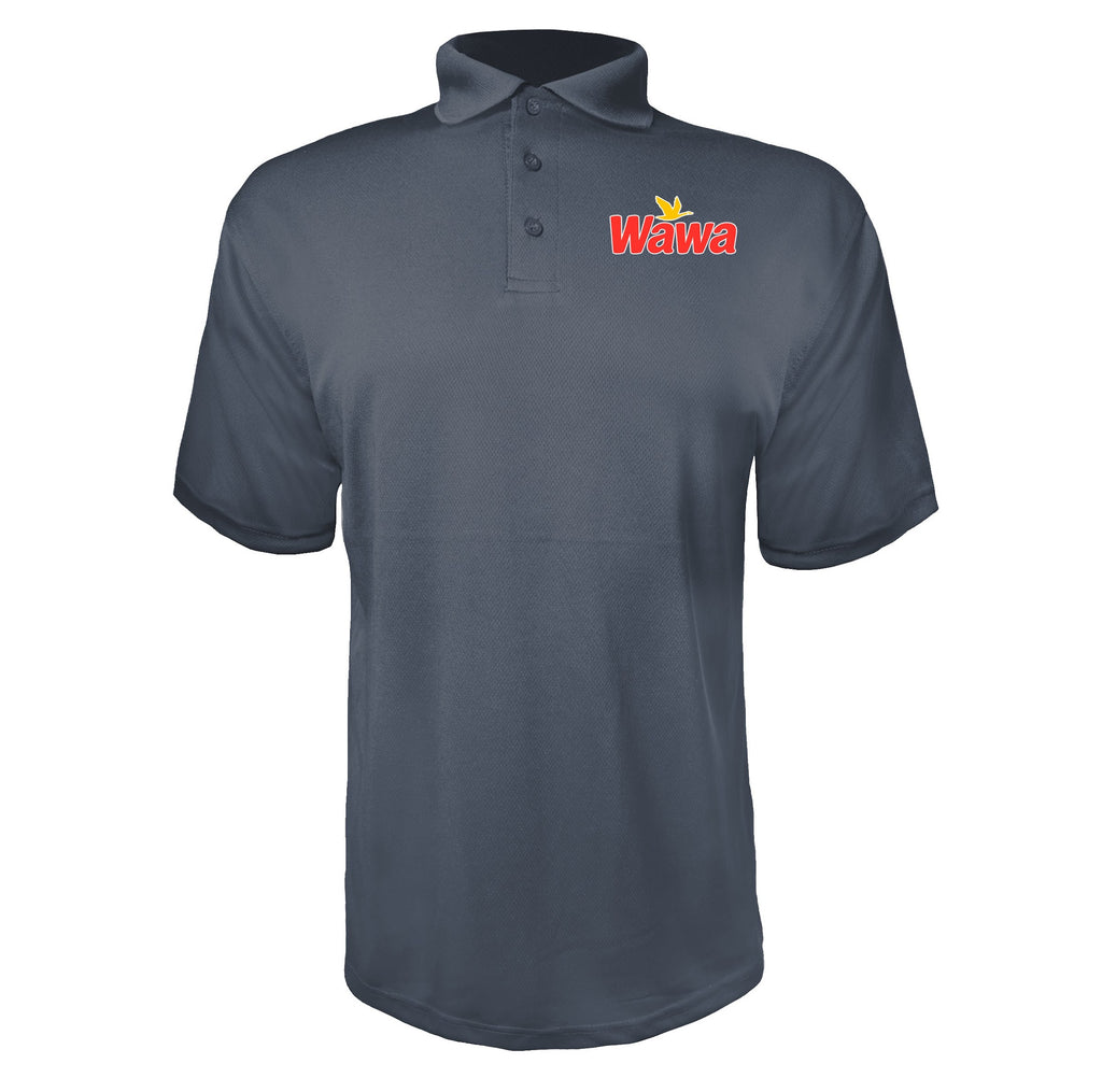 Wawa Gas Station men's polyester polo in Charcoal
