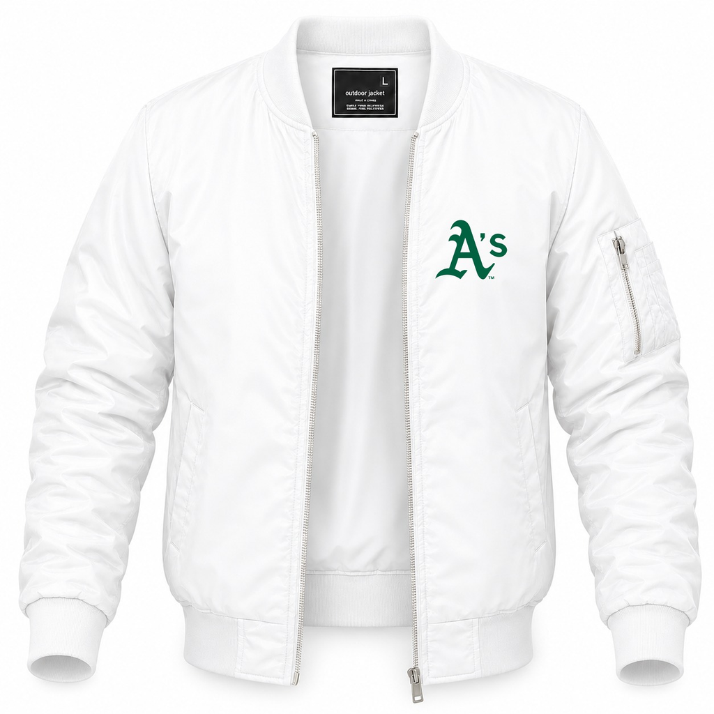 Men's Oakland Athletics Lightweight Bomber Jacket - White