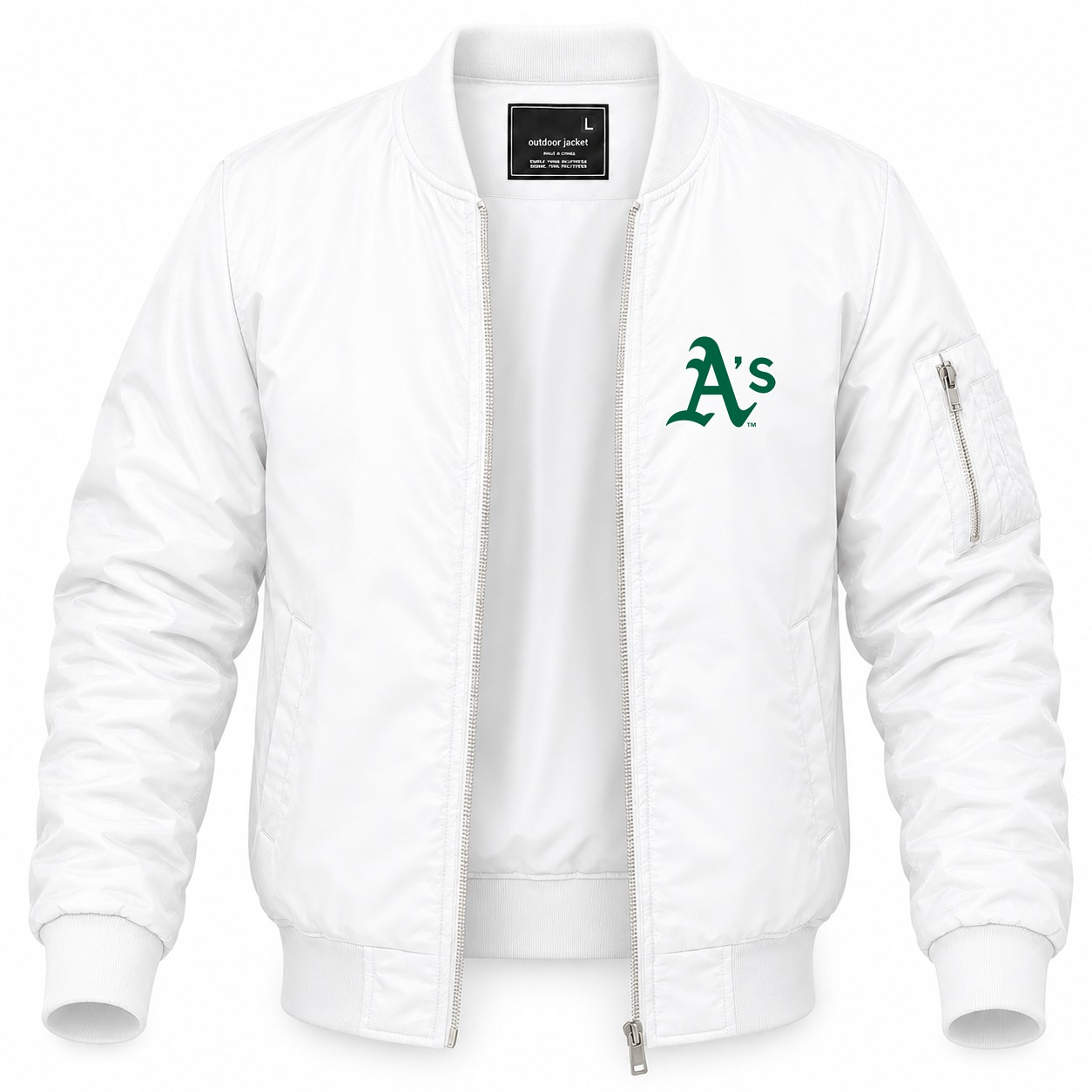 Men's Oakland Athletics Lightweight Bomber Jacket - White