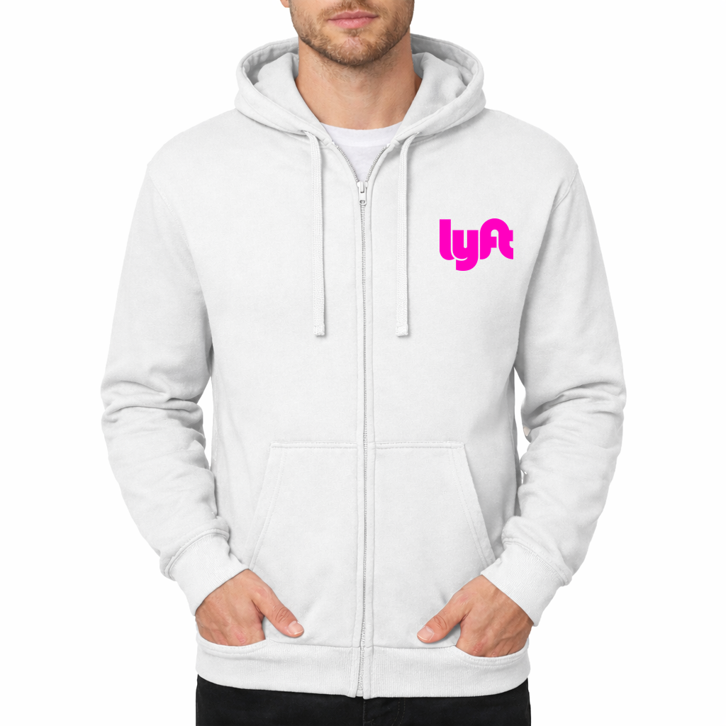 Lyft pink Zipper Hoodie - White