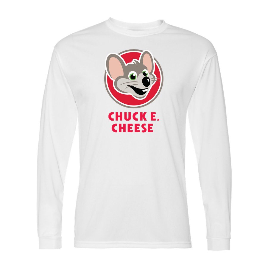 Men's Chuck E. Cheese Polyester Long Sleeve T-Shirt - White