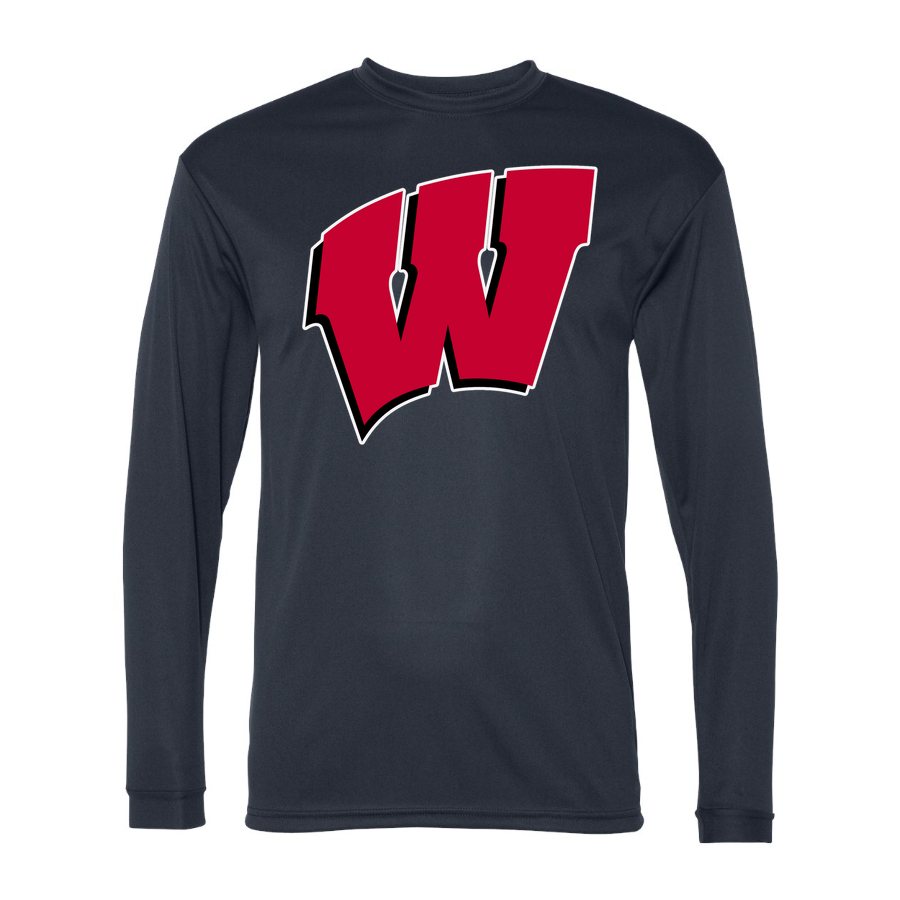 Men's Wisconsin Badgers Polyester Long Sleeve T-Shirt - Navy