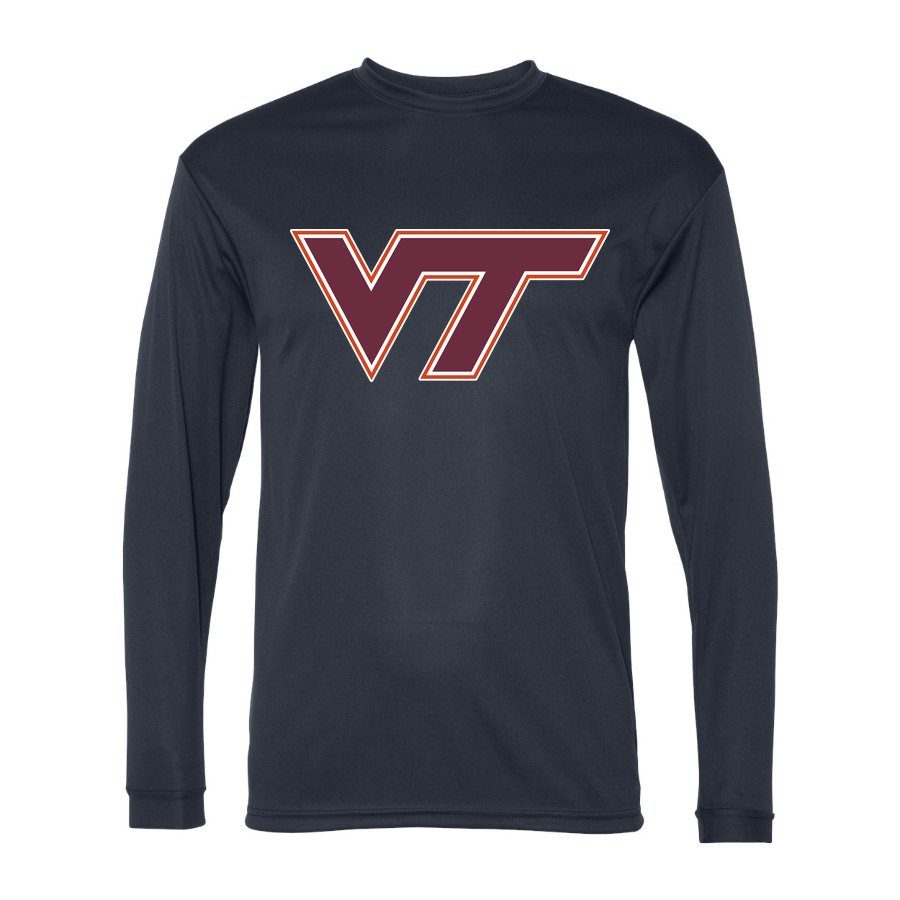 Men's Virginia Tech Hokies Polyester Long Sleeve T-Shirt - Navy