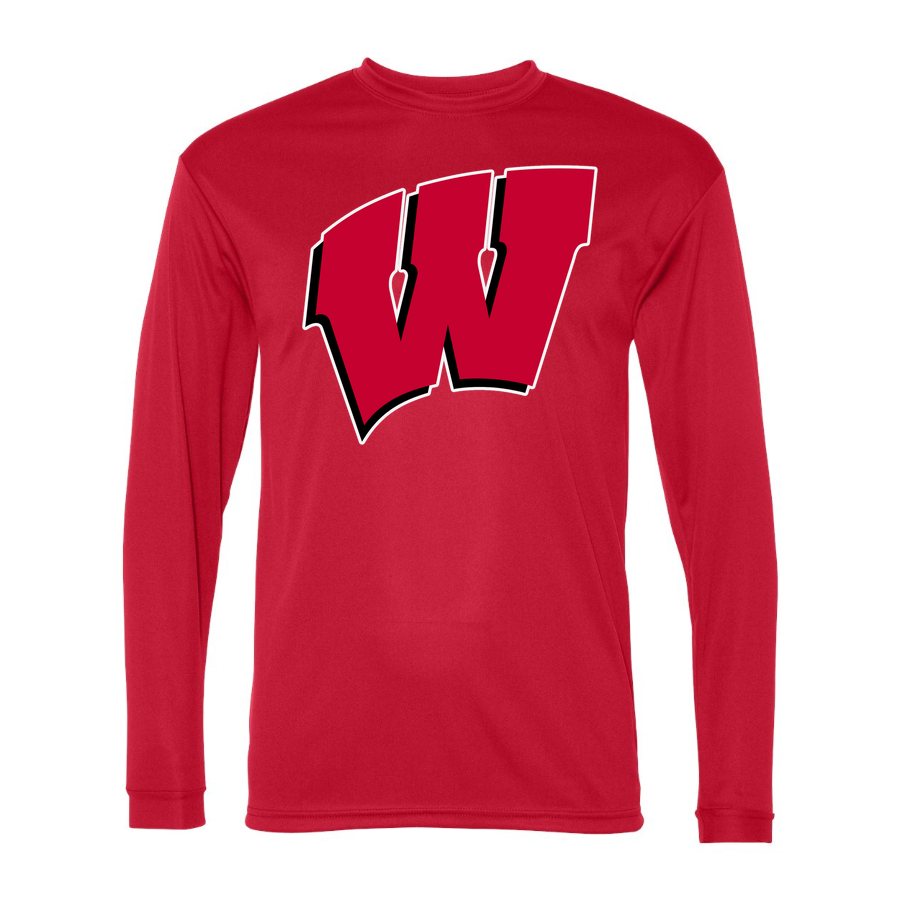 Men's Wisconsin Badgers Polyester Long Sleeve T-Shirt - Red