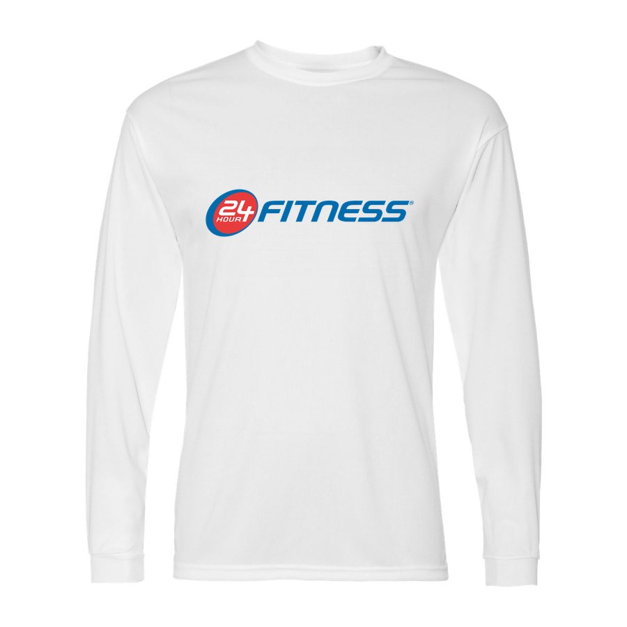 Men's 24 Hour Fitness Polyester Long Sleeve T-Shirt - White
