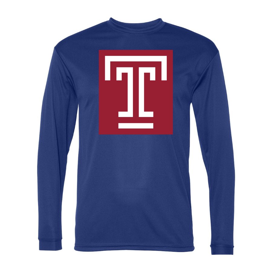 Men's Temple Owls Polyester Long Sleeve T-Shirt - Royal Blue
