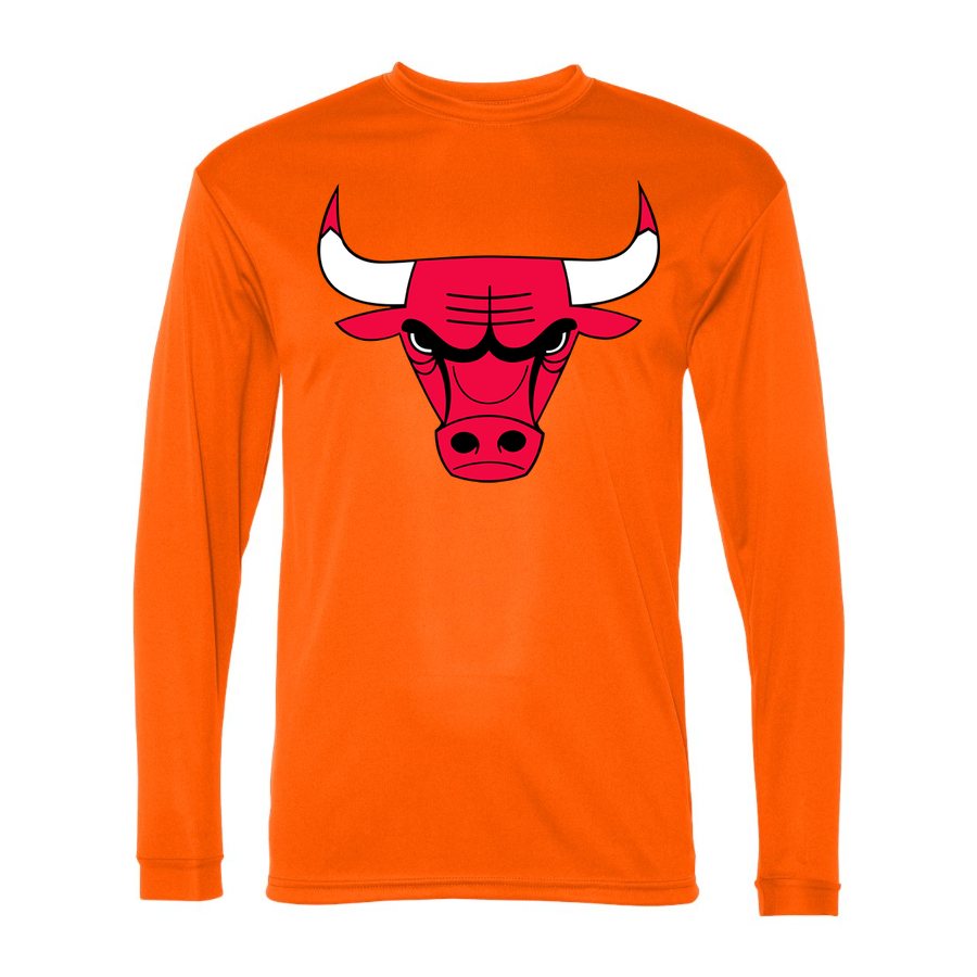 Men's Chicago Bulls Polyester Long Sleeve T-Shirt - Safety Orange