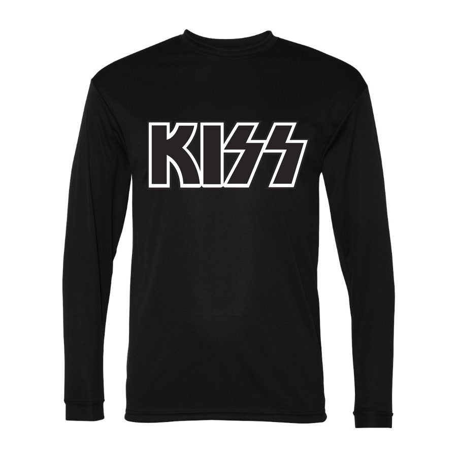 Men's Kiss Polyester Long Sleeve T-Shirt - Black