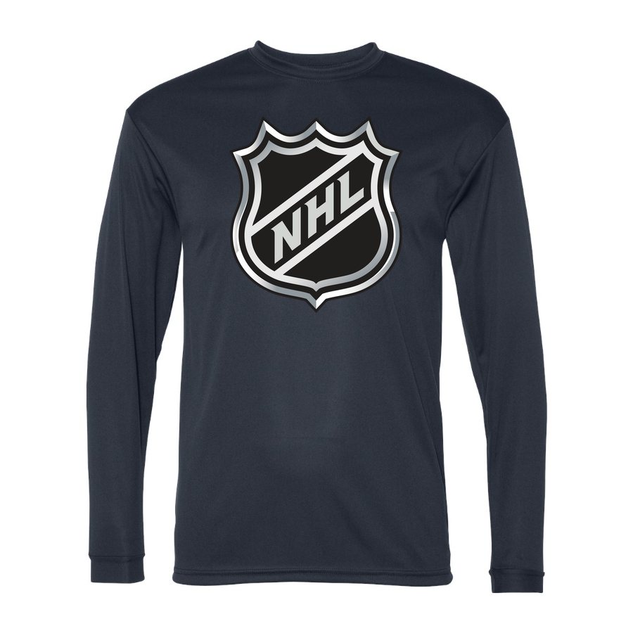 Men's NHL Shield Polyester Long Sleeve T-Shirt - Navy