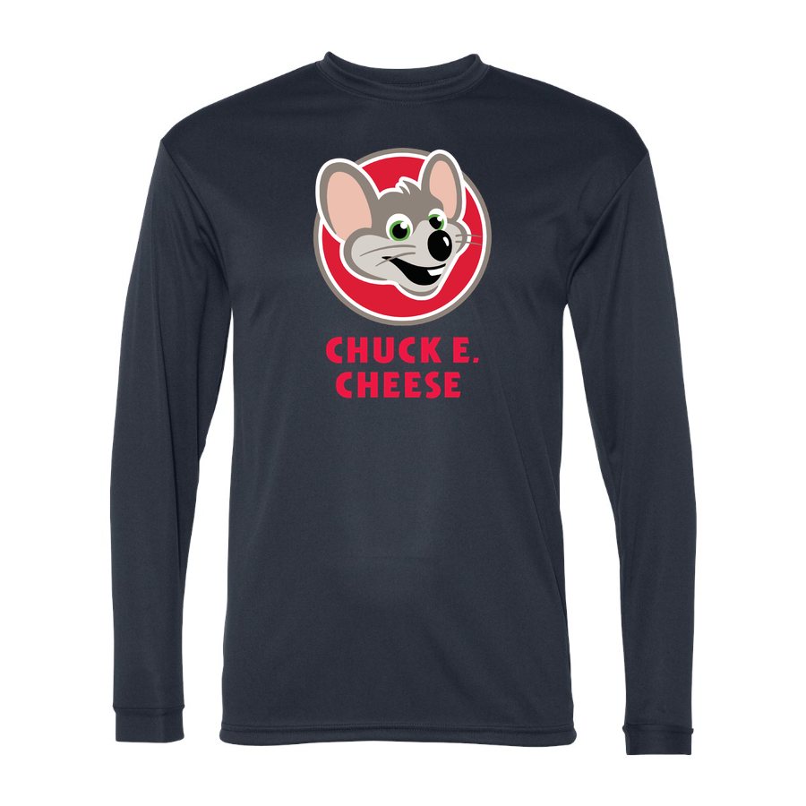 Men's Chuck E. Cheese Polyester Long Sleeve T-Shirt - Navy