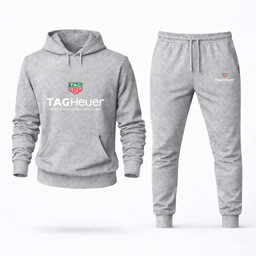 TAG Heuer White Hoodie and Joggers Set - Grey