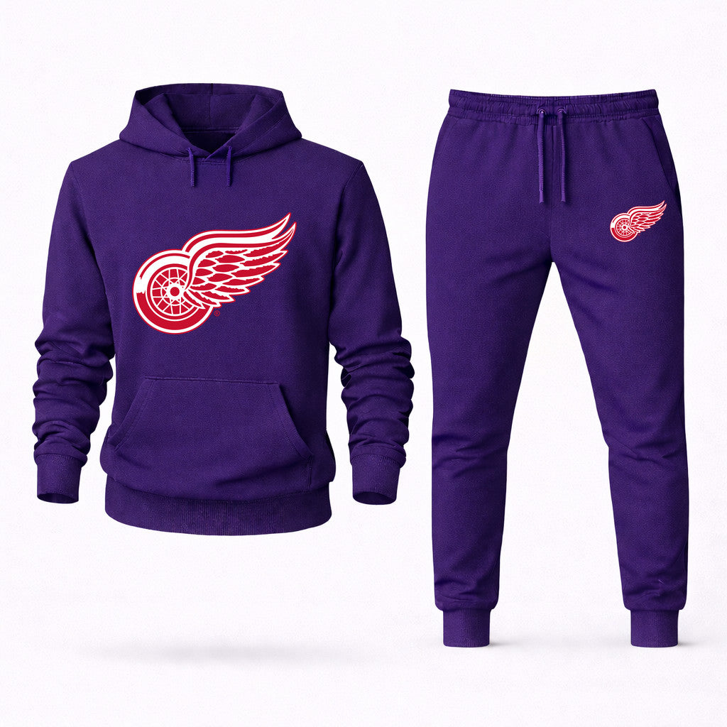 Detroit Red Wings Hoodie and Joggers Set - Purple