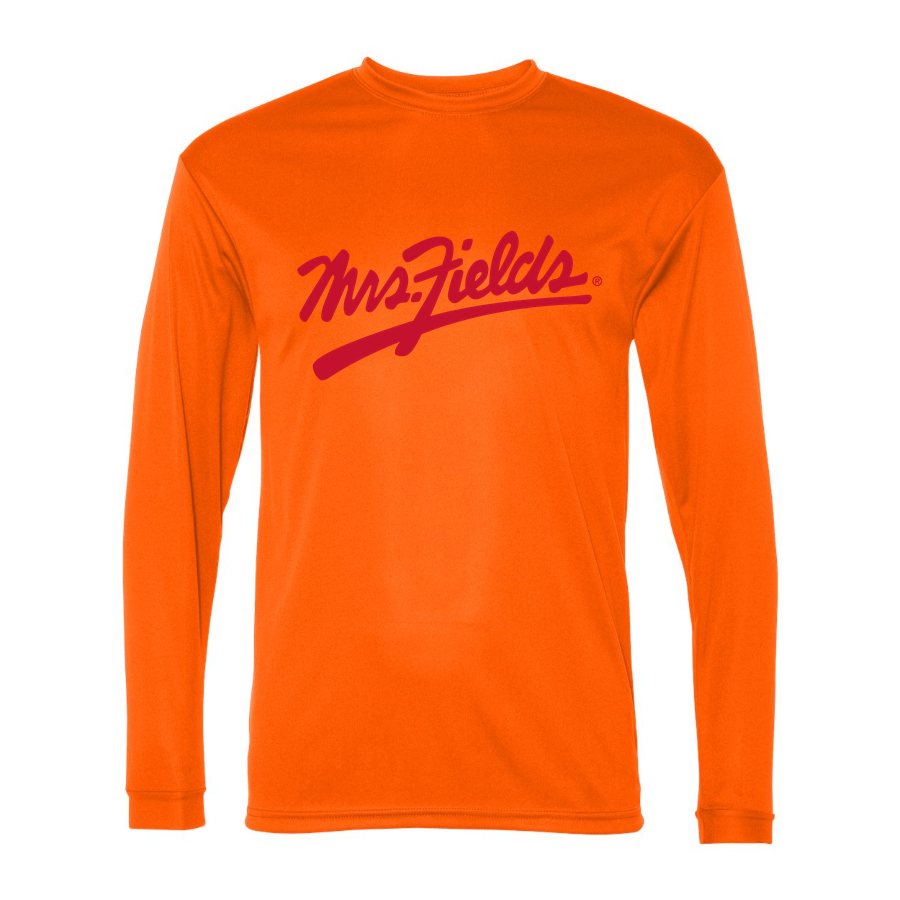 Men's Mrs. Fields Polyester Long Sleeve T-Shirt - Safety Orange