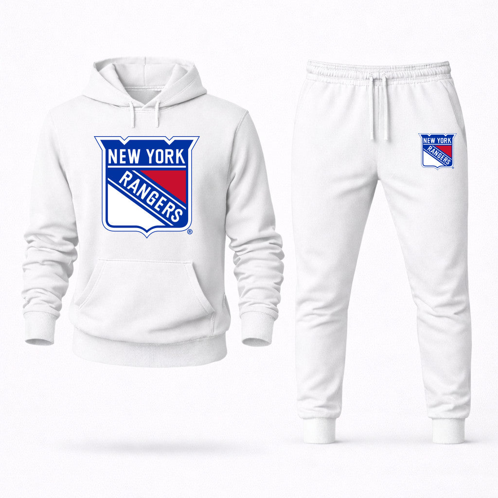 New York Rangers Hoodie and Joggers Set - White