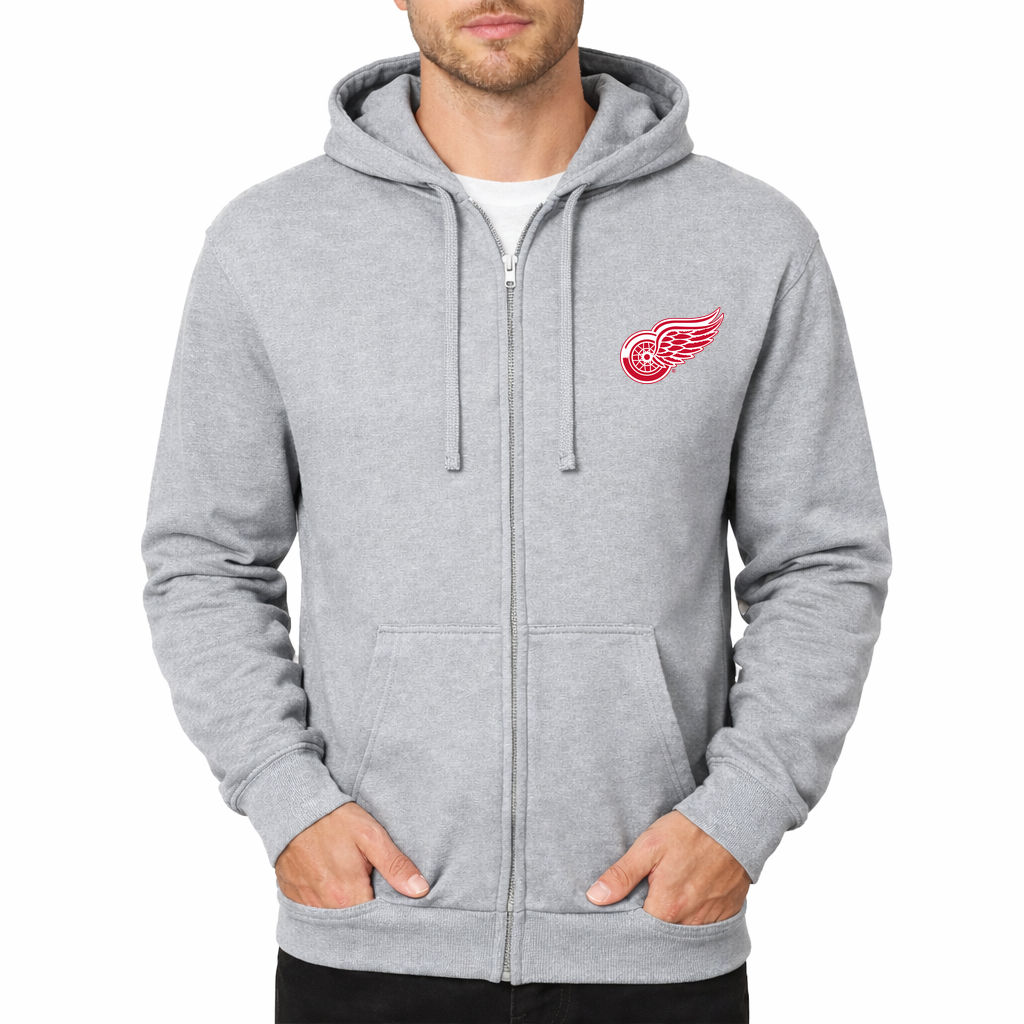 Men's Detroit Red Wings Zipper Hoodie - Grey