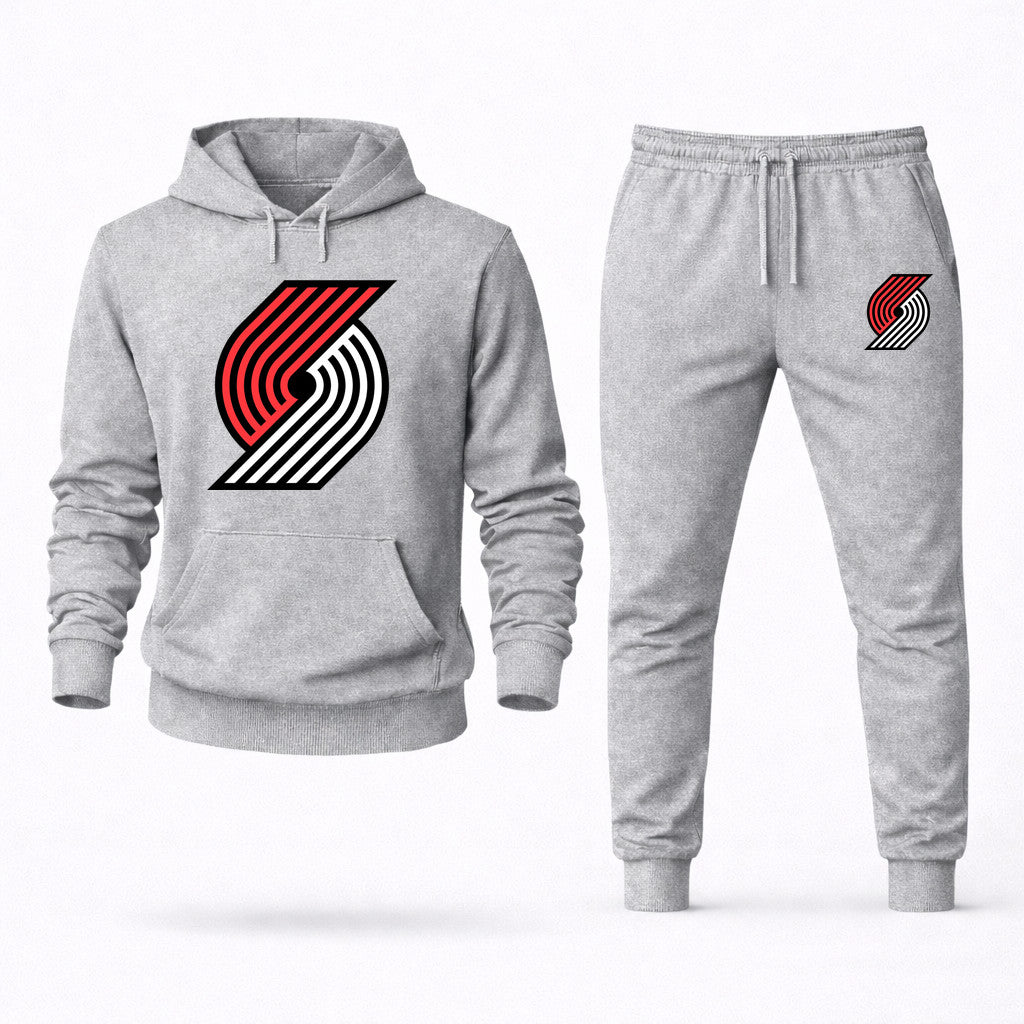 Portland Trail Blazers Hoodie and Joggers Set - Grey