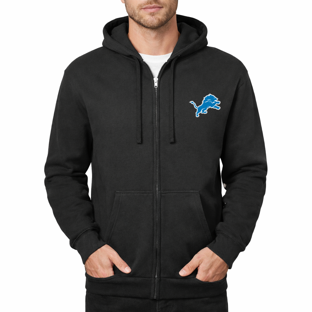 Men's Detroit Lions Zipper Hoodie - Black