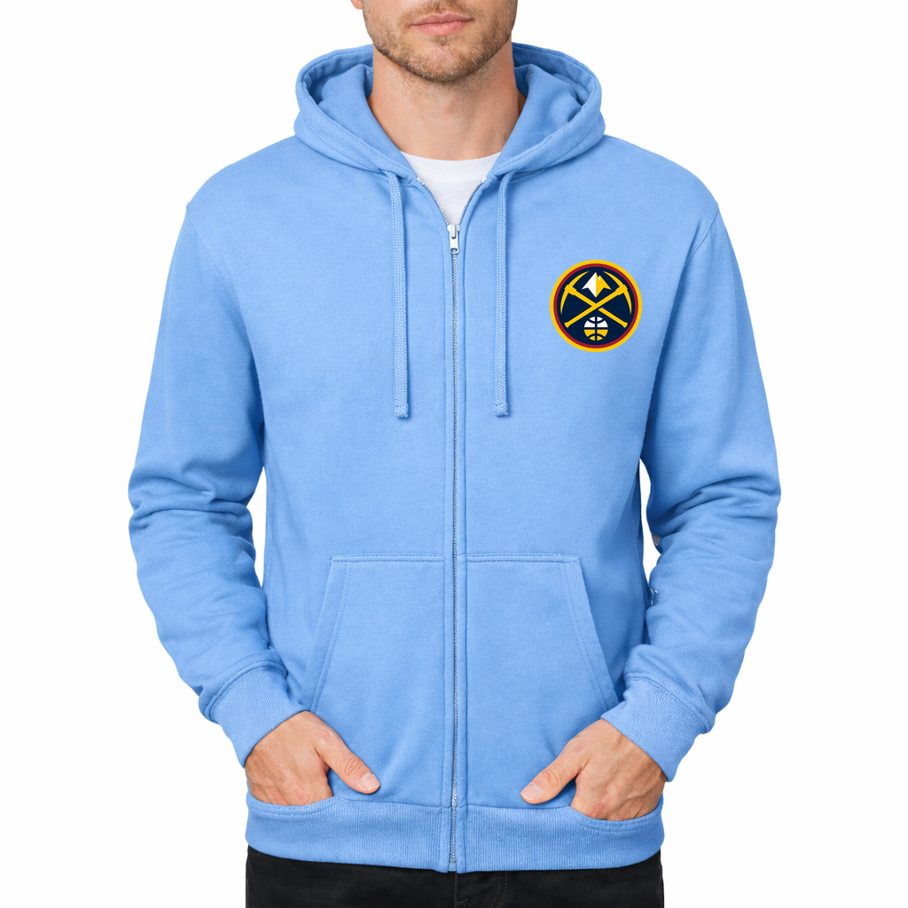Men's Denver Nuggets Zipper Hoodie - Sky Blue