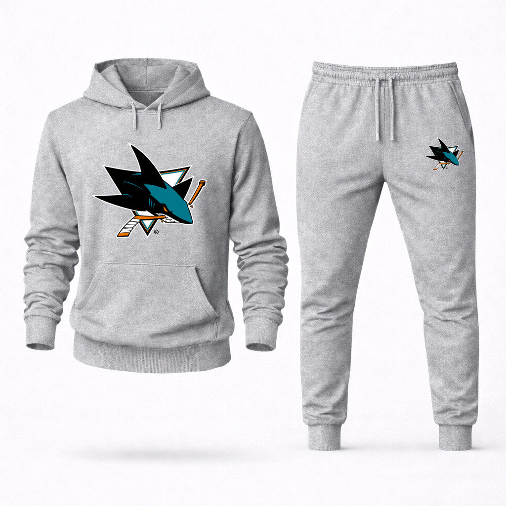 San Jose Sharks Hoodie and Joggers Set - Grey