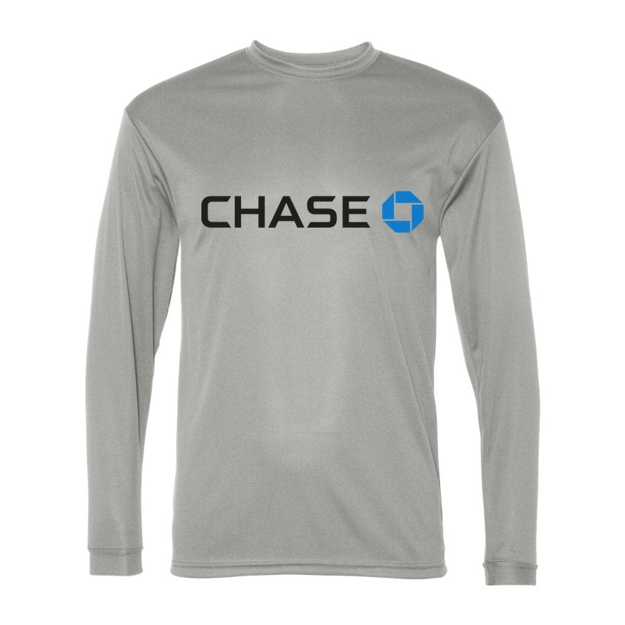 Men's Chase Black Logo Polyester Long Sleeve T-Shirt - Silver