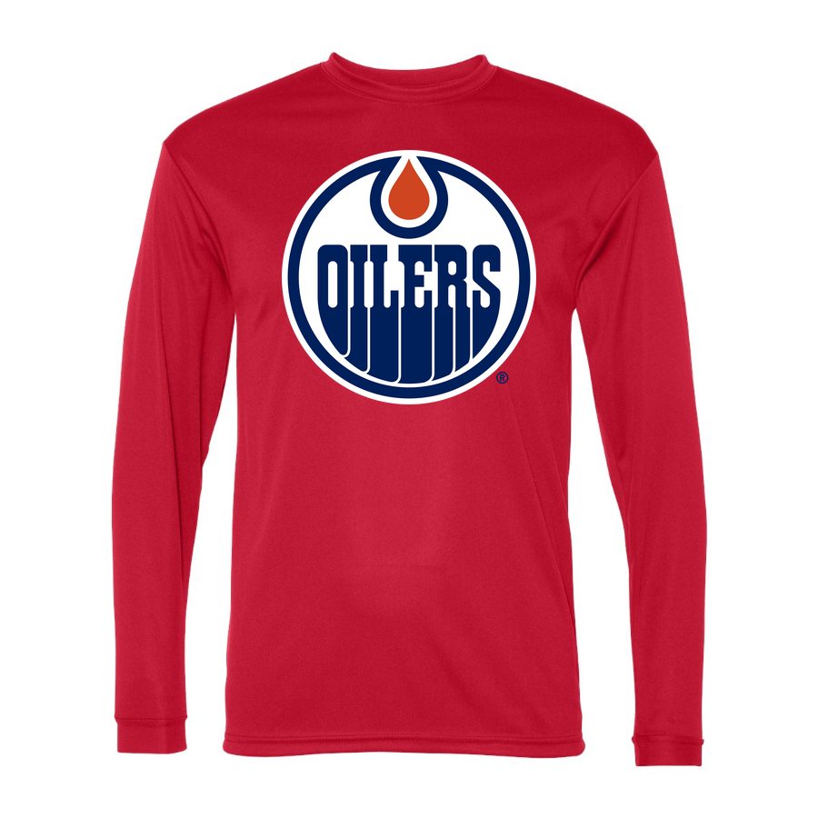 Men's Edmonton Oilers Polyester Long Sleeve T-Shirt - Red
