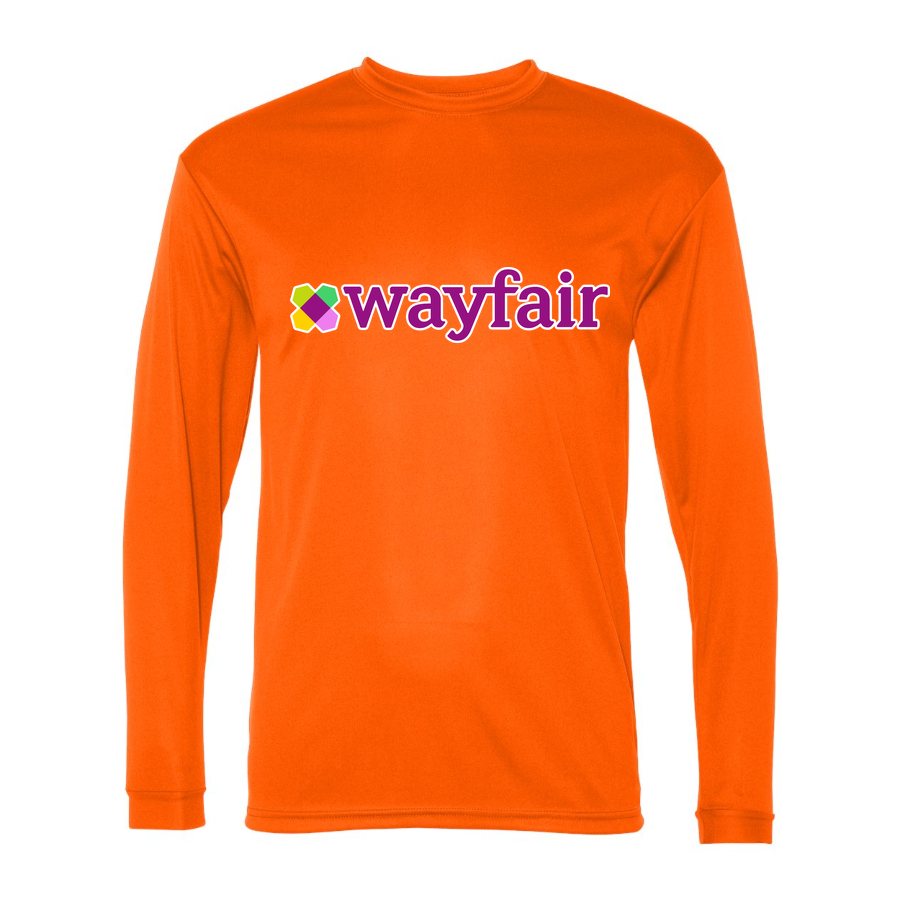 Men's Wayfair Polyester Long Sleeve T-Shirt - Safety Orange