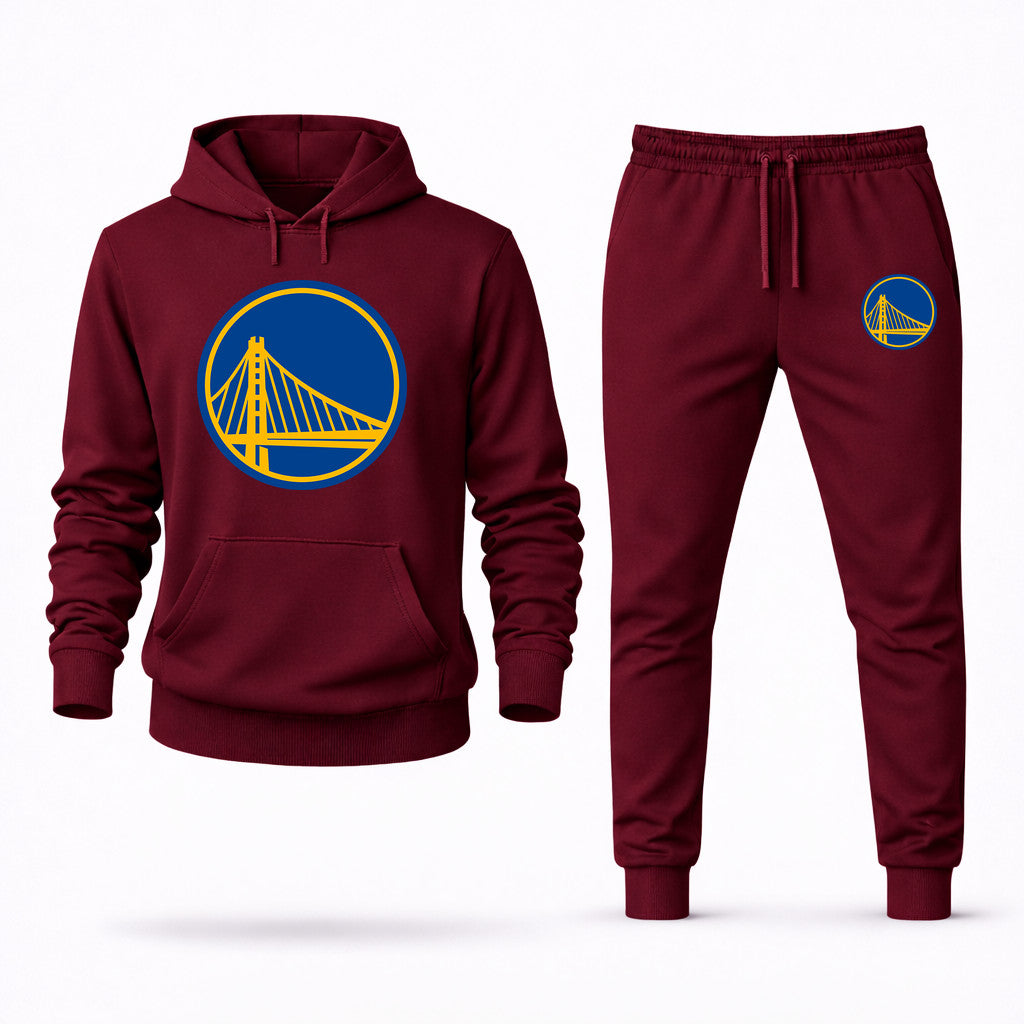 Golden State Warriors Hoodie and Joggers Set - Burgundy