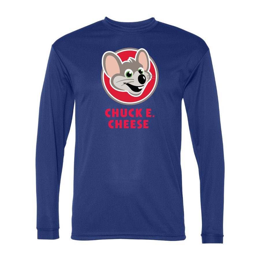 Men's Chuck E. Cheese Polyester Long Sleeve T-Shirt - Royal Blue