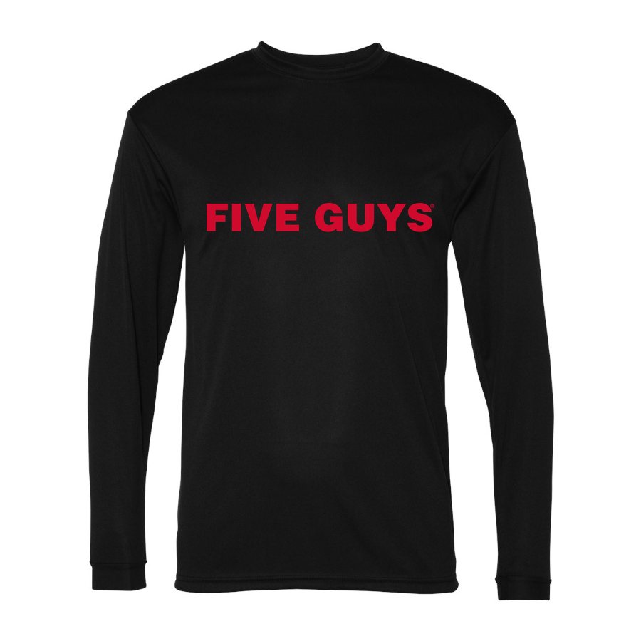 Men's Five Guys Polyester Long Sleeve T-Shirt - Black
