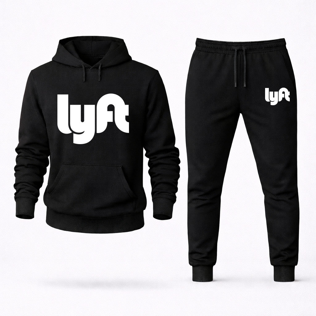 Lyft White Hoodie and Joggers Set - Black
