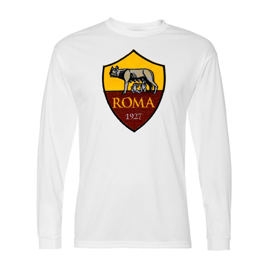 Men's AS Roma FC Polyester Long Sleeve T-Shirt - White