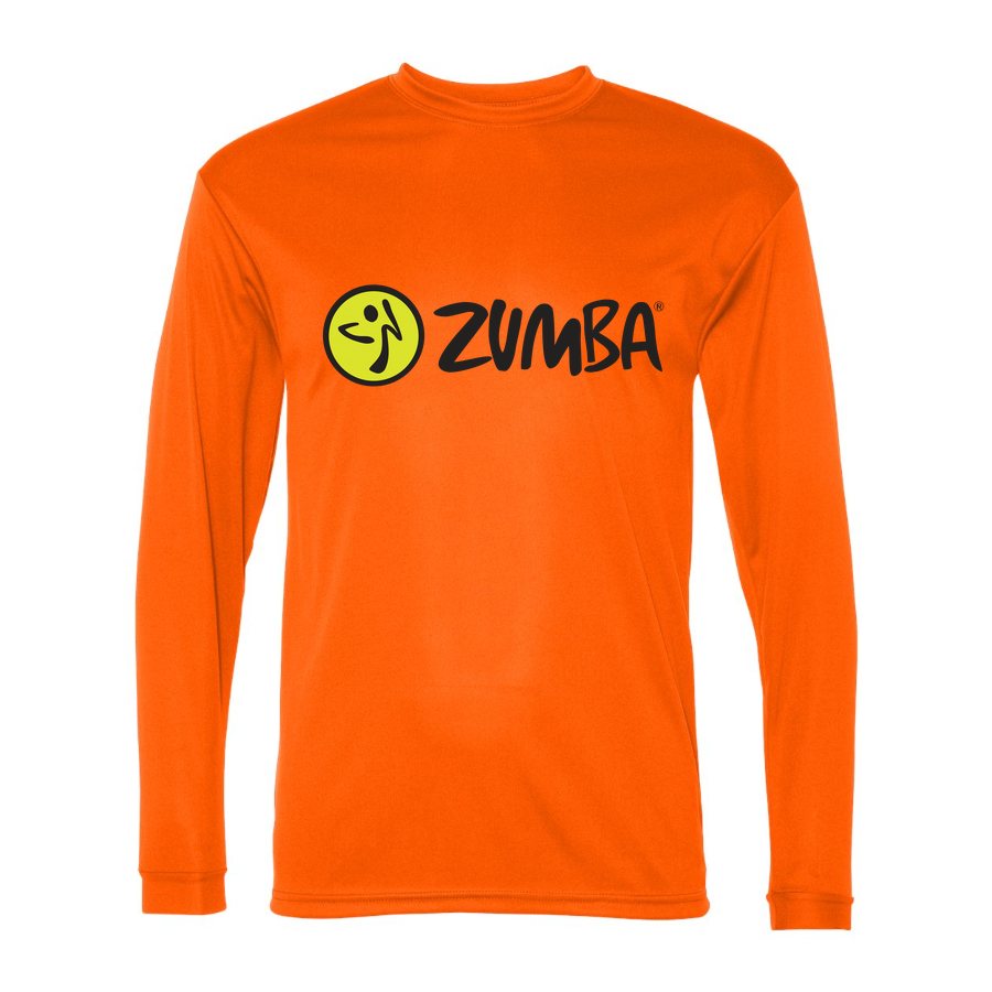 Men's Zumba Fitness Polyester Long Sleeve T-Shirt - Safety Orange